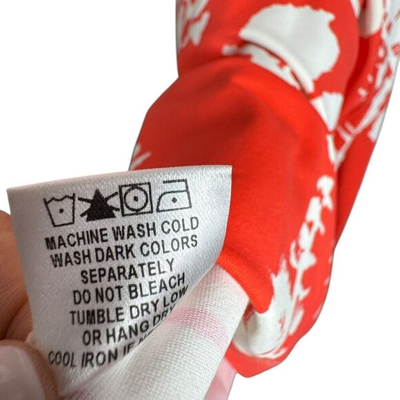 Persifor Red & White Fern Print Dress 3/4 Sleeve Scoop Neck size small Stretchy - Picture 7 of 8